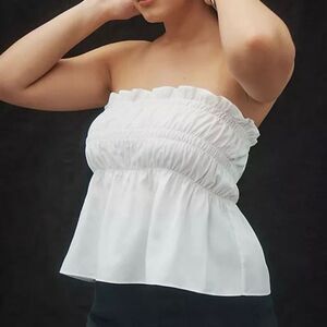 Anthropologie Mare Mare White Smocked Ruffled Tube Top NWT Plus Size 2X/20-22